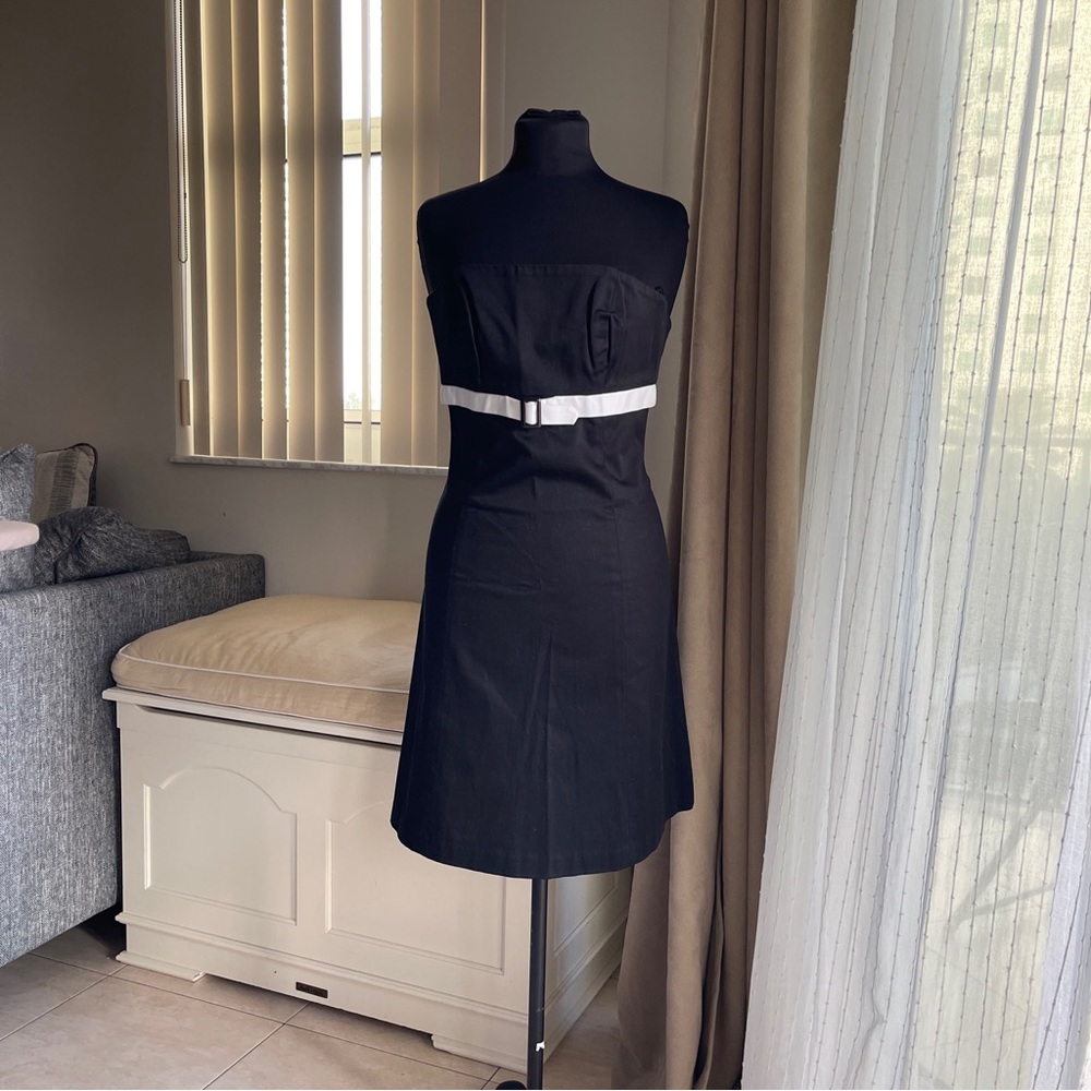 White House Black Market Black Dress Sleeveless Strapless Belted 0